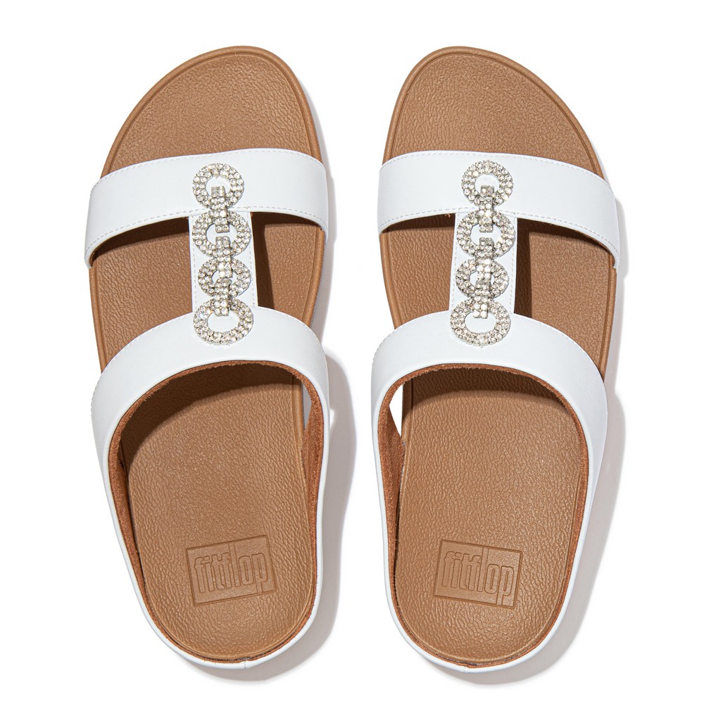 Fitflop Womens Slides White - Fino Sparkle - RA3809246